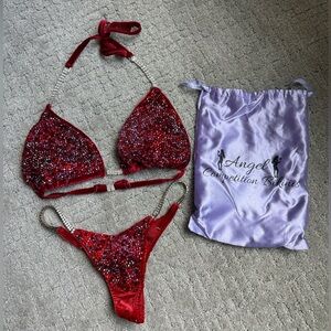Angel Competition Bikini – Velvet Red Crystal Radiance